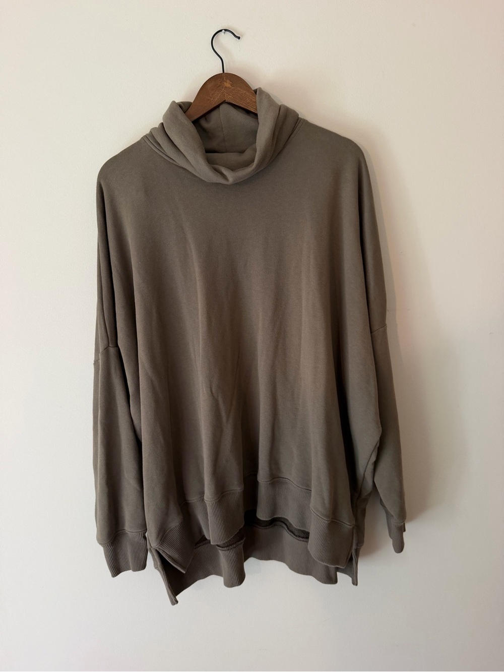 aerie Olive Green-Grey Relaxed Cowl Neck Oversized Sweater/Sweatshirt, Size XL